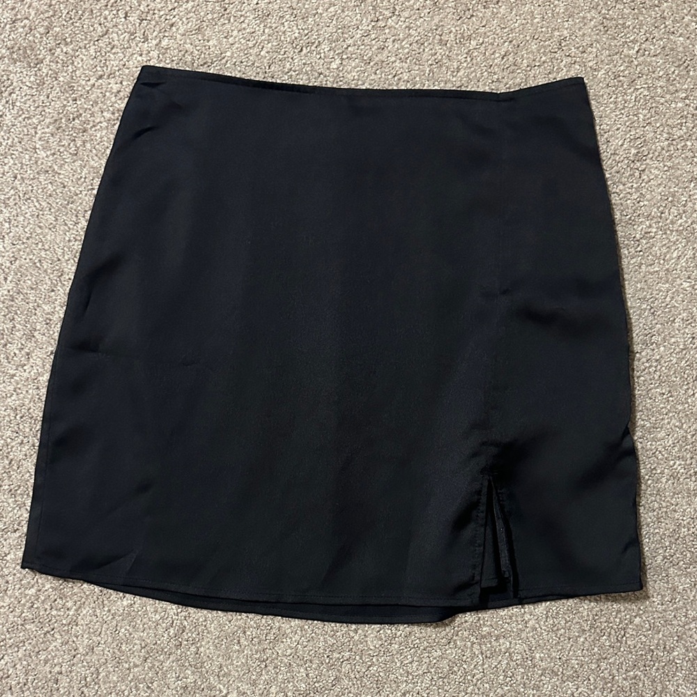 Satin Mini Skirt with Side Slit